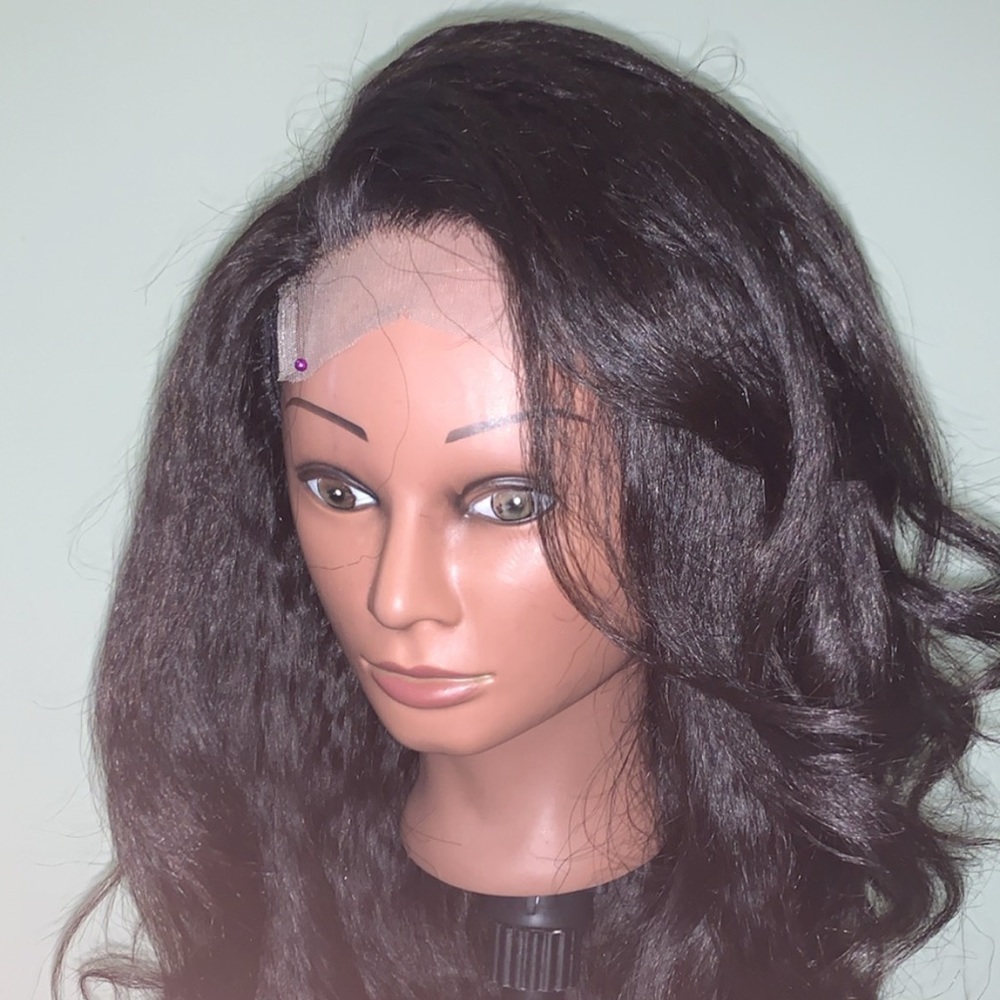 22 inch free part kinky straight closure wig